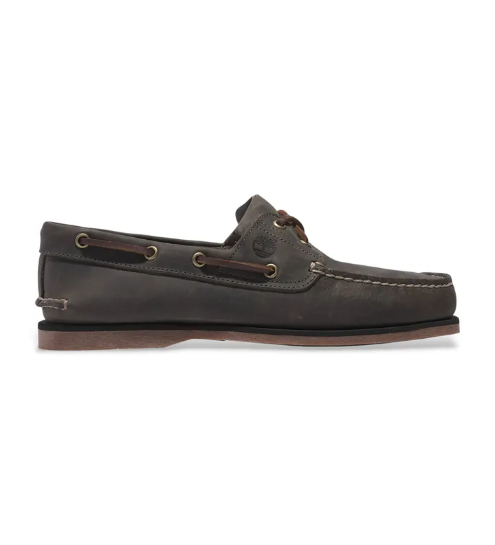Timberland para hombre. TB0A2GEREL71 Náuticos Clásicos de 2 Ojales de piel negro (42 W), Plano, Cordones, Casual, Gris
