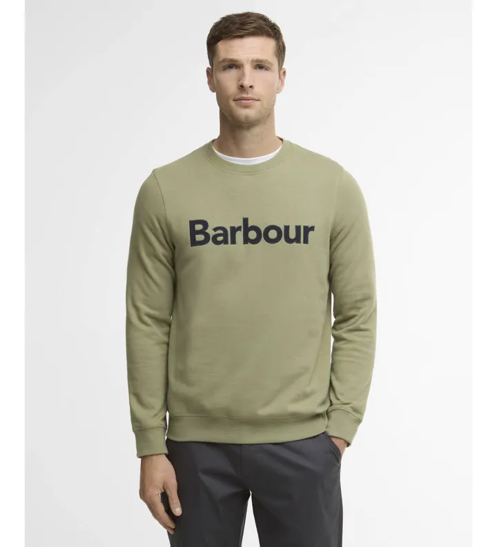 Barbour para hombre. MOL0670 Sudadera con logotipo de piqué verde (L), Casual, Algodón