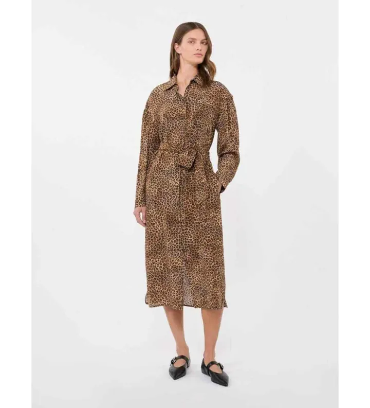 Weekend Max Mara para mujer. 2615221061600 Vestido Dolmen animalprint (38), Casual, Animal print, Seda, Manga larga