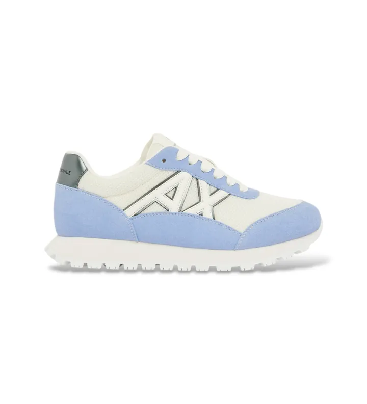A|X Armani Exchange para mujer. XW002150AF19388MZ739 Zapatillas con paneles de malla y suela de goma texturizada azul (36), Tela, Plano, Cor