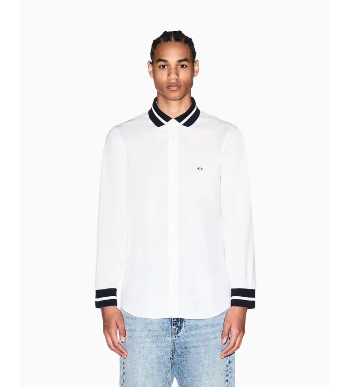A|X Armani Exchange para hombre. XM002267AF22640U0009 Polo Tipo blanco (L), Casual, Algodón, Manga larga