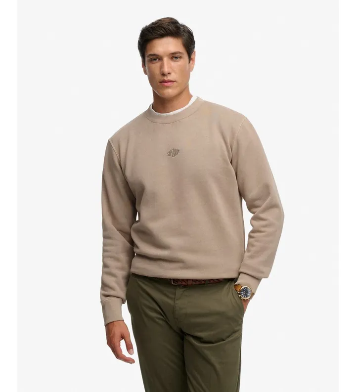 Superdry para hombre. M2014441A Sudadera Micro Logo Crew beige (L), Casual, Algodón