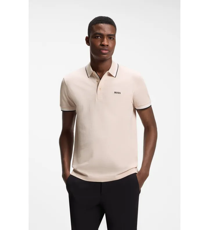 BOSS para hombre. 50469055 Polo Paddy beige (L), Casual, Algodón, Manga corta