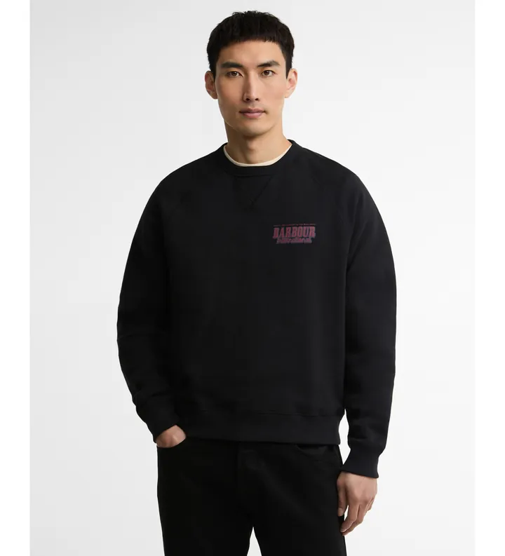 Barbour para hombre. MOL0776 Sudadeta Grinton negrp (L), Negro, Casual, Algodón