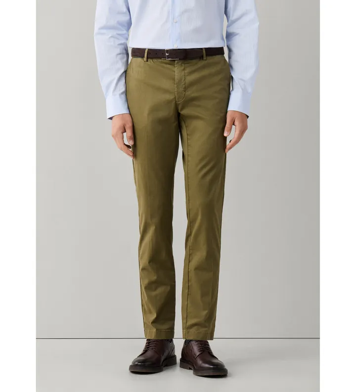 Hackett London para hombre. HM2100116 Pantalón chino Kensington verde oliva (30/32), Casual, Algodón