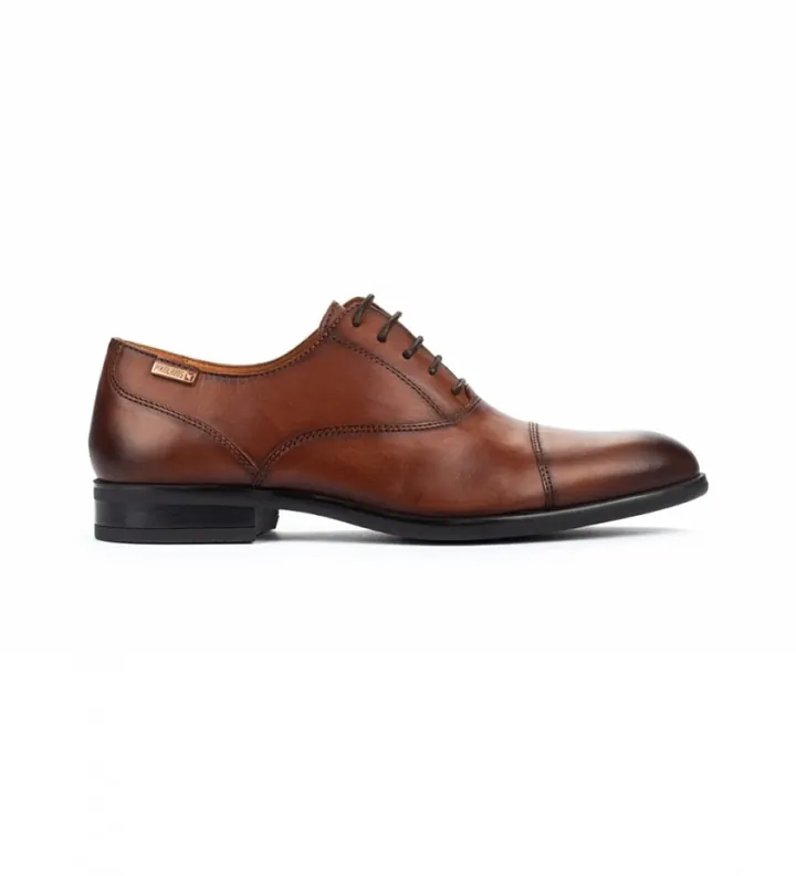 Pikolinos para hombre. M7J-4184 Mocasines de piel Bristol marrón (39), Plano, Cordones, Casual