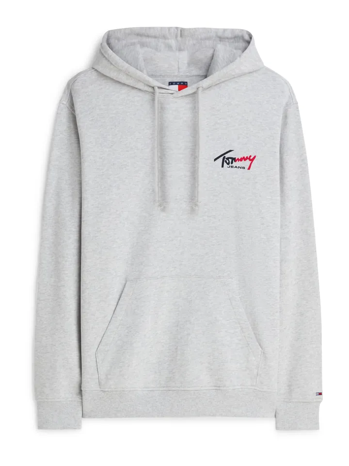 Tommy Jeans Sudadera 'Logo' gris moteado / rojo cereza / negro
