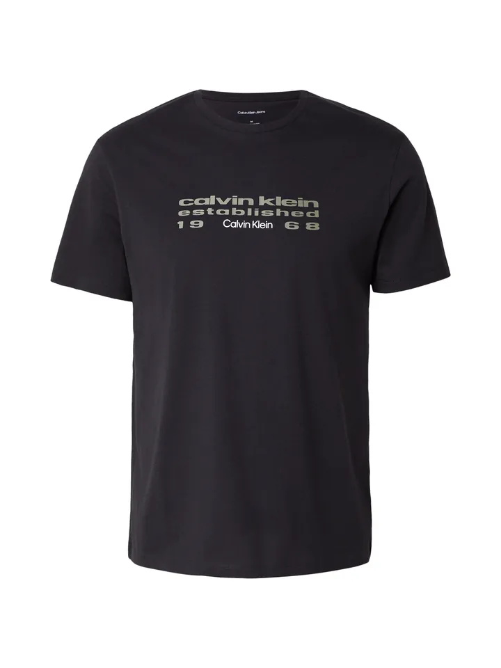 Calvin Klein Jeans Camiseta 'Logo Graphic' piedra / negro / blanco