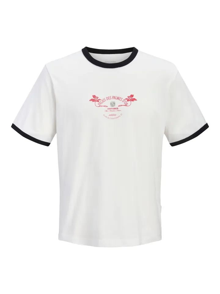 JACK & JONES Camiseta  pitaya / blanco