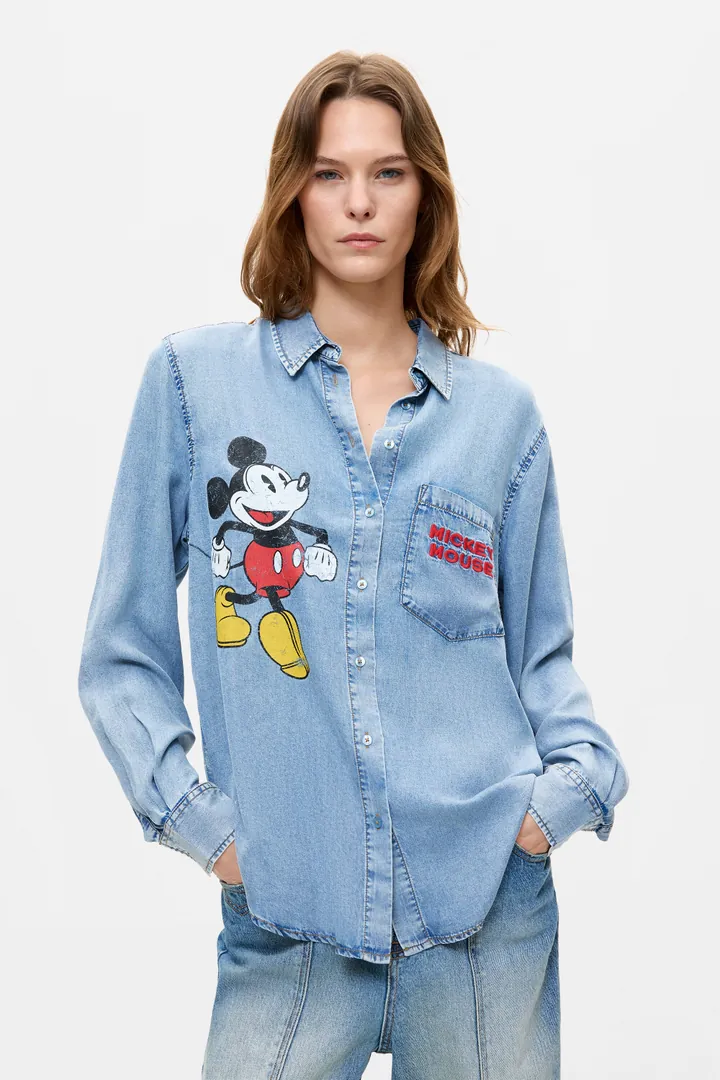 Desigual, Camisa Mickey™, Mujer, Lyocell, Azul, L