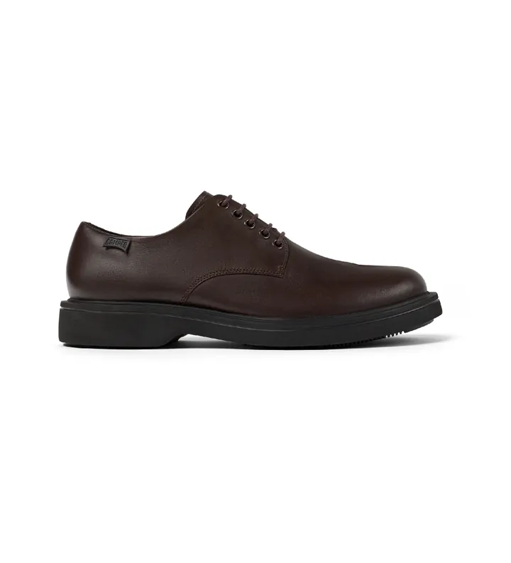 Camper para hombre. K100998-002 Zapatos de piel Norman marrón (40), Plano, Cordones, Casual