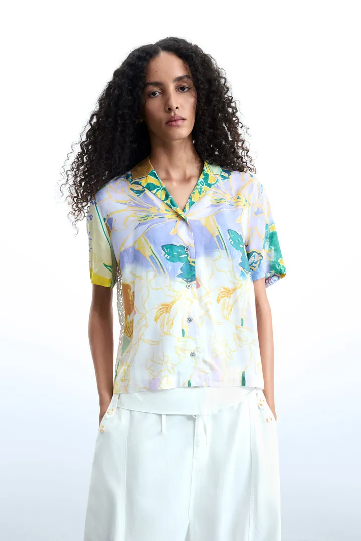 Desigual, Camisa estampada manga corta, Mujer, L