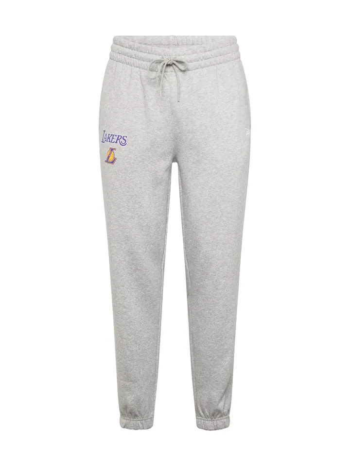 NEW ERA Pantalón 'NBA ESSENTLS LOSLAK' gris / lila oscuro / naranja claro