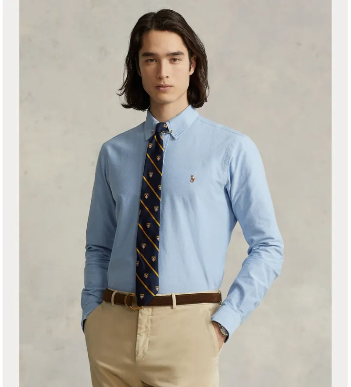 Polo Ralph Lauren para hombre. 710792041002 Camisa Custom Fit Oxford azul (3XL), Casual, Algodón, Manga larga