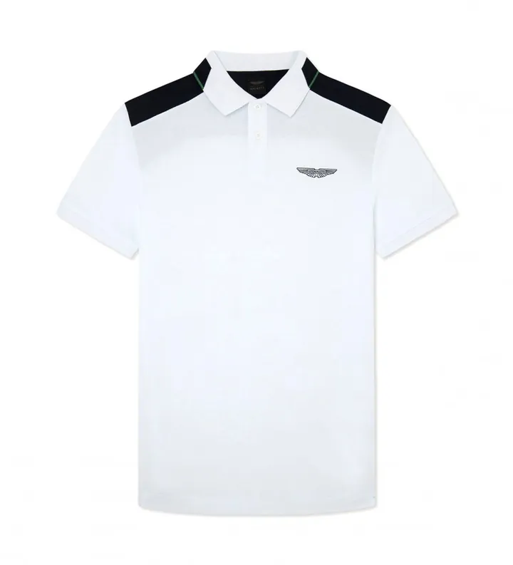 Hackett London para hombre. HM563184 Polo Block blanco (L), Casual, Algodón, Manga corta