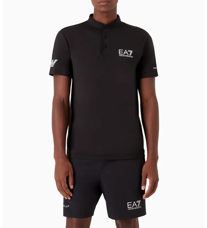 EA7 para hombre. 8NPT21_PJEMZ Polo Ventus7 M Serafino negro (3XL), Deportivo, Tenis/Padel, Poliamida, Manga corta