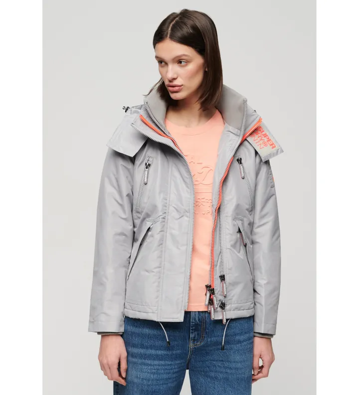 Superdry para mujer. W5011679A Chaqueta cortavientos Mountain SD-Windcheater gris (M), Casual, Poliéster, Manga larga