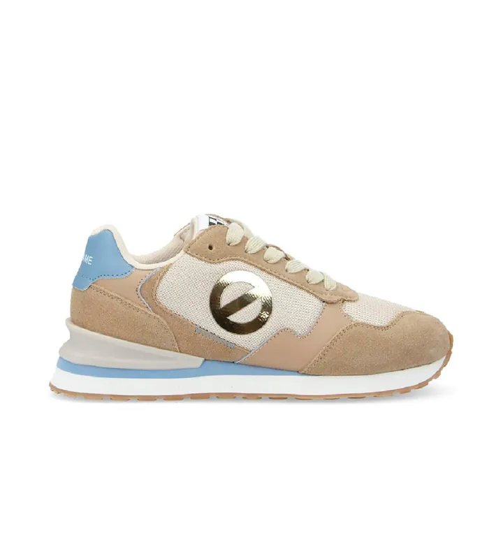 NO NAME para mujer. QNIPSK0 Zapatillas de piel y lona Tova Runner con suela ligera beige (36), Plano, Cordones, Casual