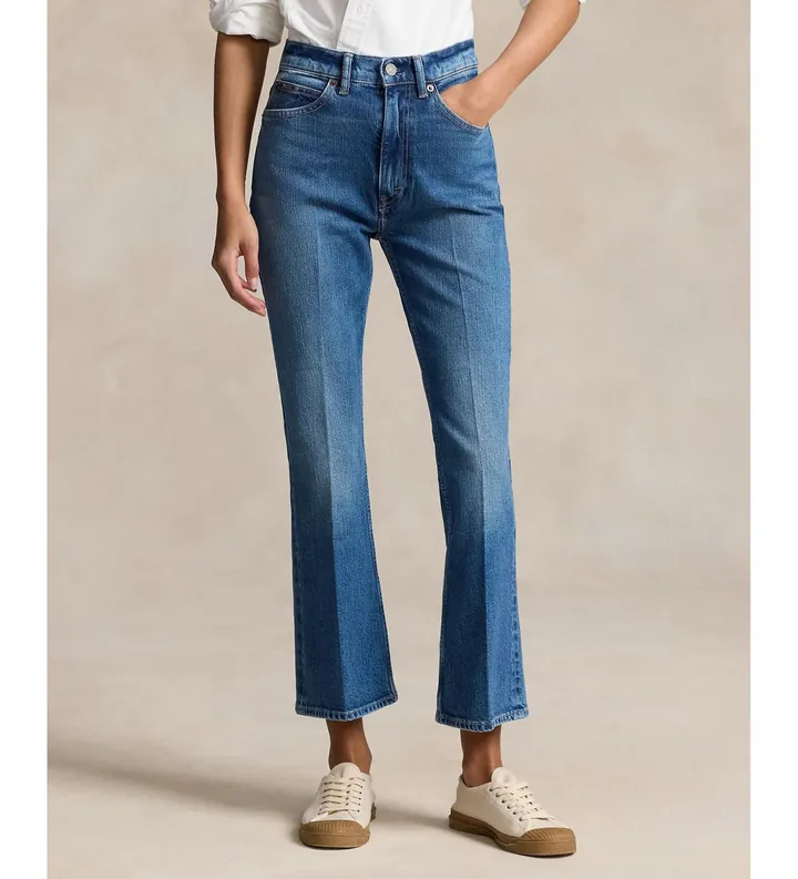 Polo Ralph Lauren para mujer. 211890140001 Jeans de campana recortados azul (29/32), Casual, Algodón, Denim