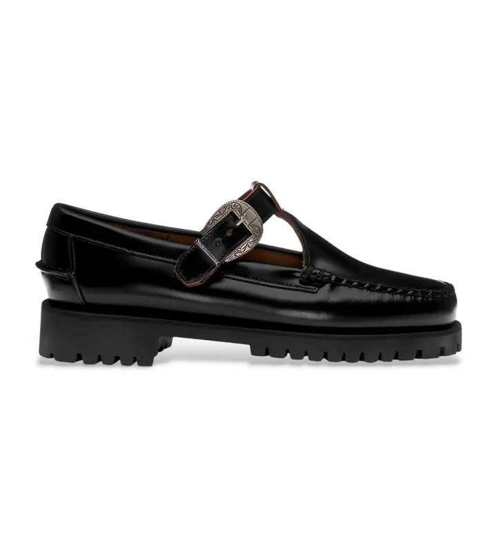 Sebago para mujer. 751244W Zapatos de Piel Aurora negro (36), 1 a 3cm, Hebilla, Casual