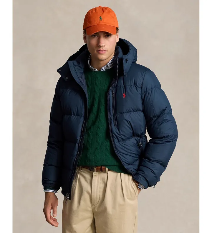 Polo Ralph Lauren para hombre. 710968278003 Chaqueta Gorham de plumón marino (L), Casual, Poliéster Reciclado, Sostenible
