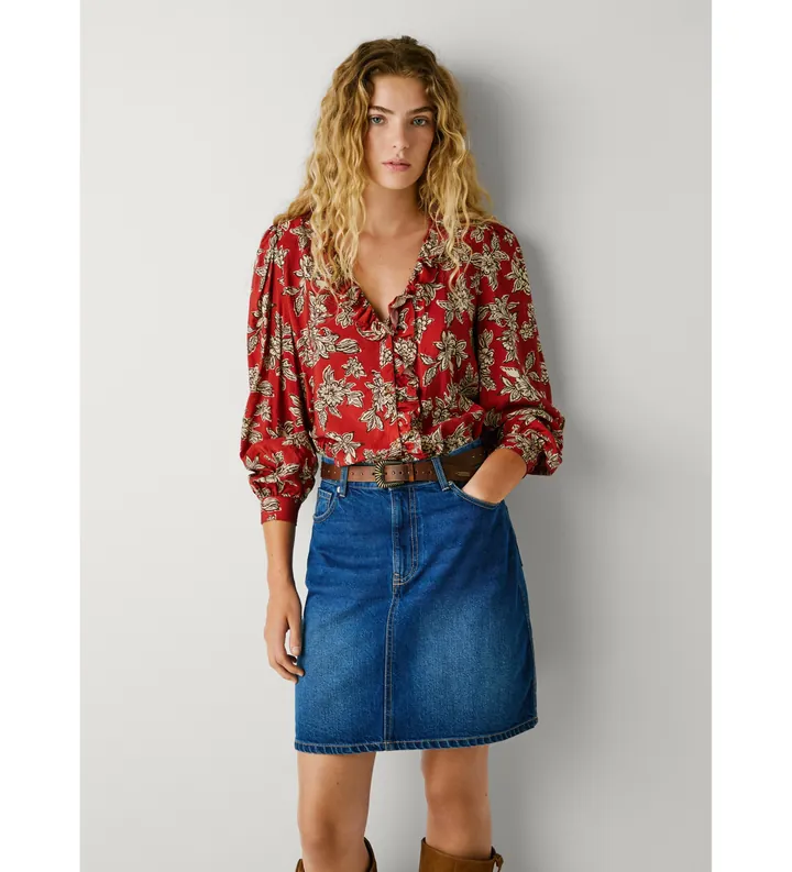 Pepe Jeans para mujer. PL3051277 Blusa Plency rojo (M), Casual, Viscosa, Manga larga
