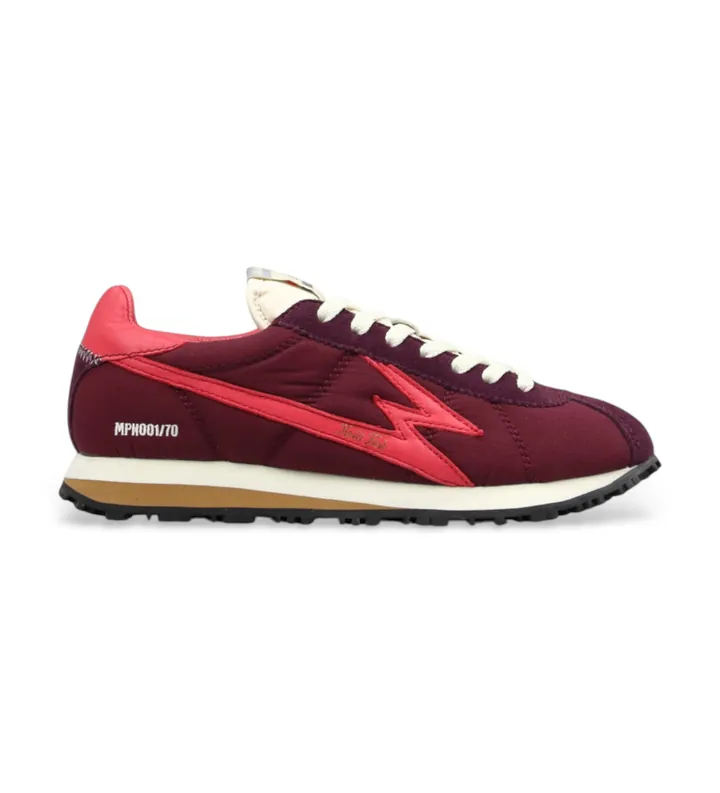 MOA Concept para mujer. FL088 Zapatillas de Piel Flash burdeos (36), Plano, Cordones, Casual