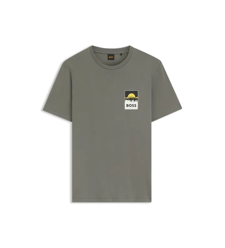 BOSS para hombre. 50556023 Camiseta Plain gris (L), Casual, Algodón, Manga corta