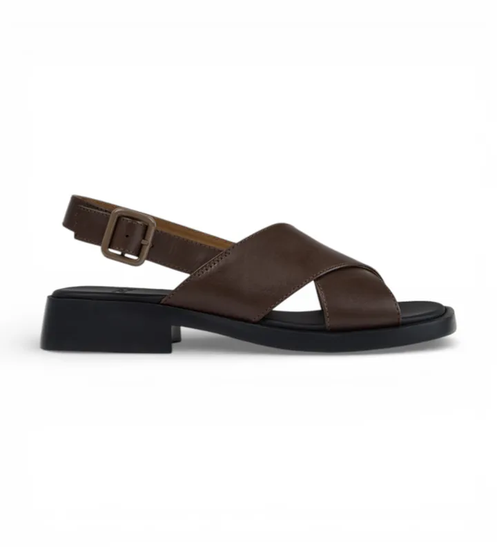 Camper para mujer. K201600-009 Sandalias de Piel Dana marrón (37), Plano, Hebilla, Casual