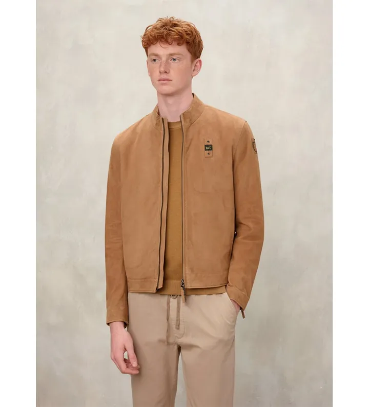 Blauer para hombre. 26SBLUL02434 Chaqueta de Ante corta Cypherlis marrón (M), Casual, Piel