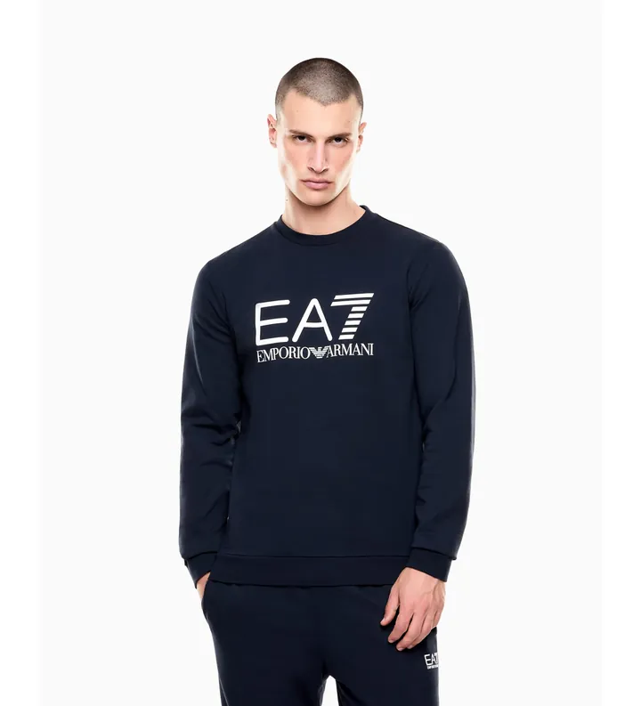 EA7 para hombre. 7M002278_AF22266 Sudadera Core Identity azul (3XL), Casual, Algodón, Manga larga