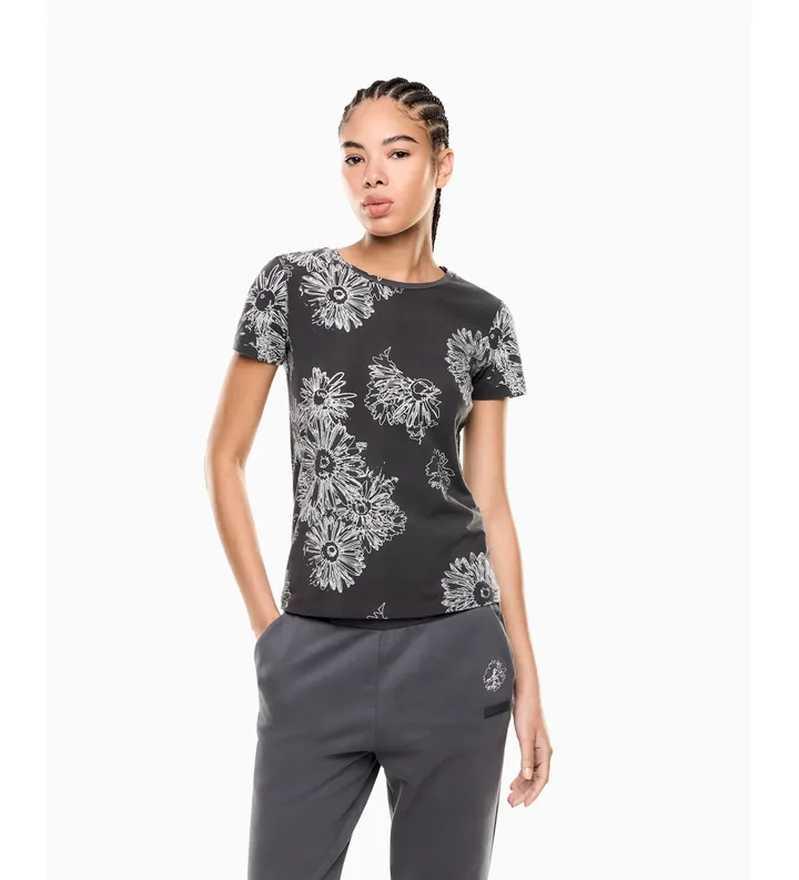 EA7 para mujer. 7W000996_AF14880 Camiseta Graphic Series gris (M), Casual, Algodón, Manga corta