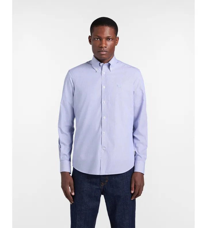 Harmont & Blaine para hombre. CRQ074013435B Camisa de rayas finas de corte regular azul (L), Casual, Algodón, Clásico, Manga larga
