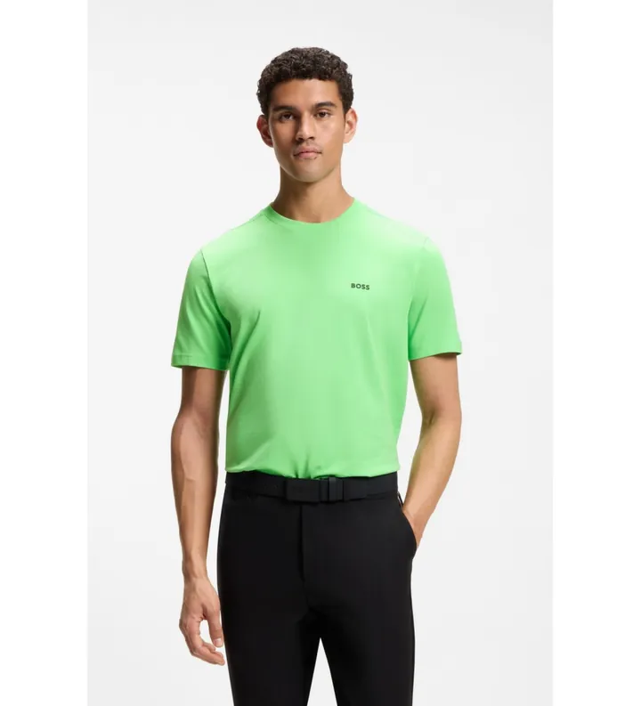 BOSS para hombre. 50506373 Camiseta Detalle verde (L), Casual, Algodón, Manga corta