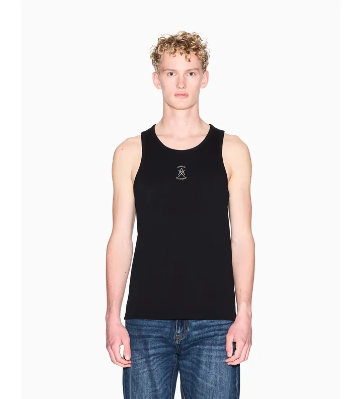 A|X Armani Exchange para hombre. XM001794AF19963UC001 Camiseta sin mangas Tank negro (L), Casual, Algodón, Sin mangas / Tirantes