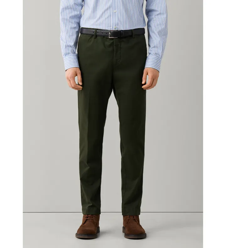 Hackett London para hombre. HM2100116 Pantalón chino Kensington verde oscuro (30/32), Casual, Algodón