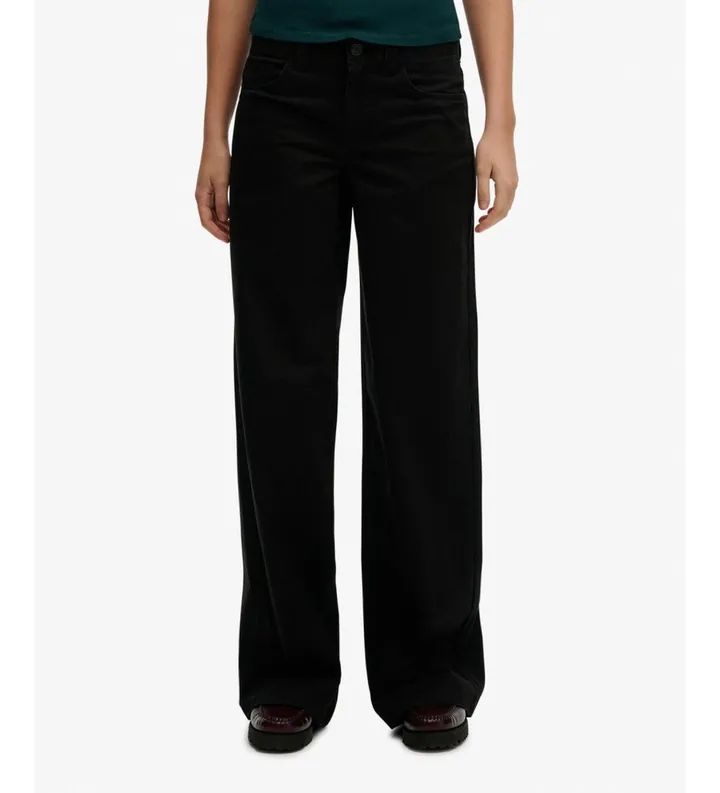 Superdry para mujer. W7011313A Pantalón Mid Rise Baggy negro (26/30), Casual, Algodón