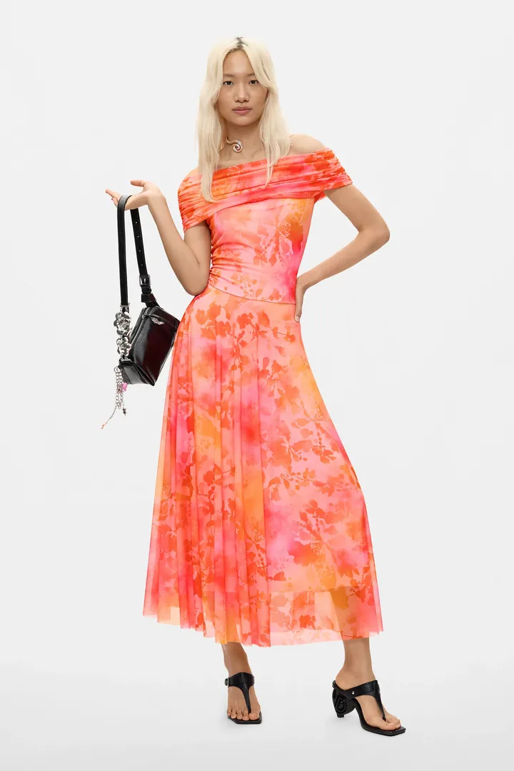Desigual, Vestido Largo Mesh, Mujer, Poliester, Rojo, L