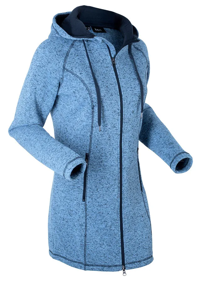Chaqueta larga de forro polar con capucha