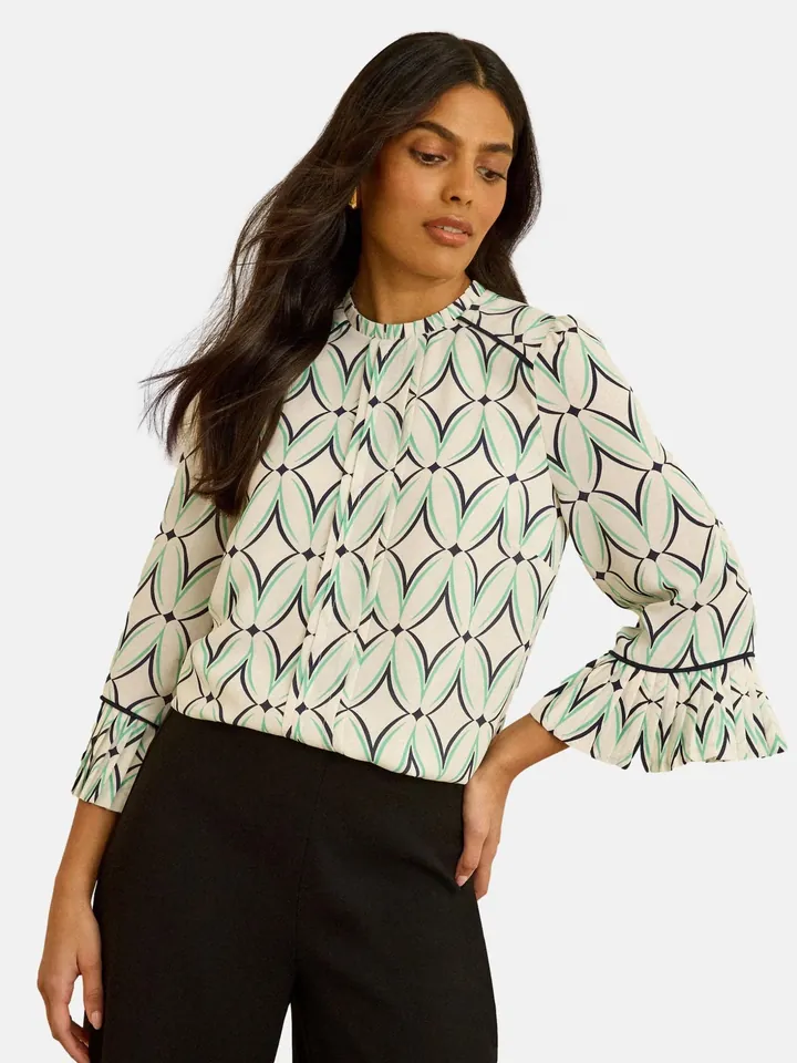 love & roses Blusa beige claro / jade / negro