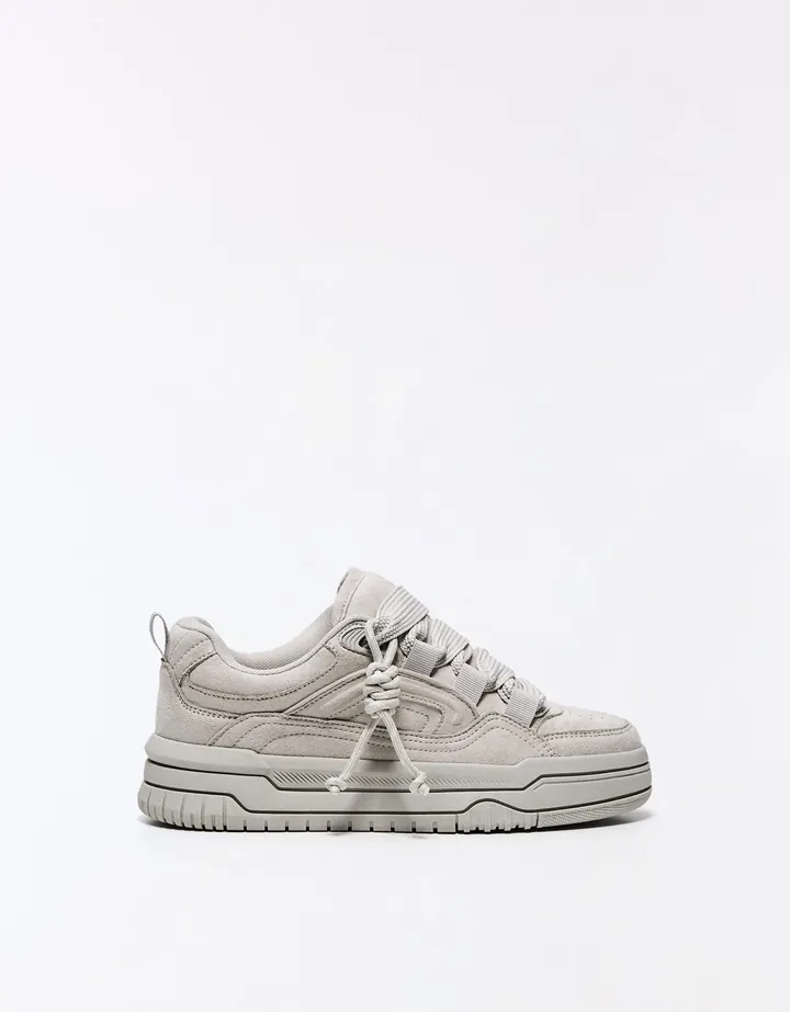 Bershka Zapatillas Skate Volumen Mujer 34 Gris