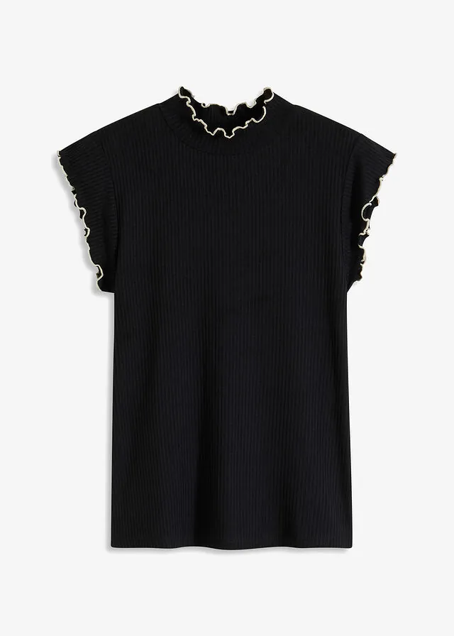 Camiseta de canalé de mezcla de viscosa