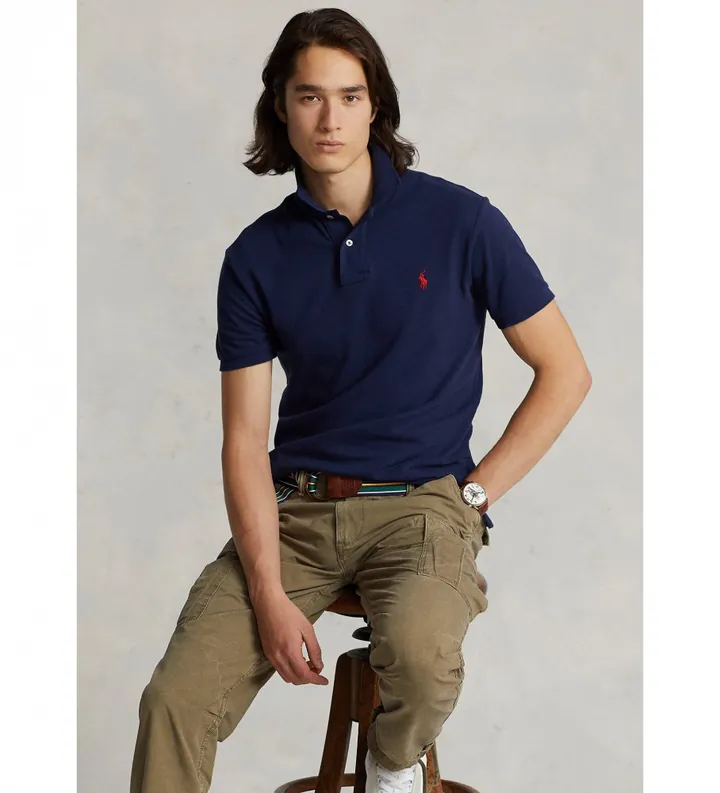 Polo Ralph Lauren para hombre. 710795080007 Polo de piqué Slim Fit marino (L), Casual, Algodón, Manga corta