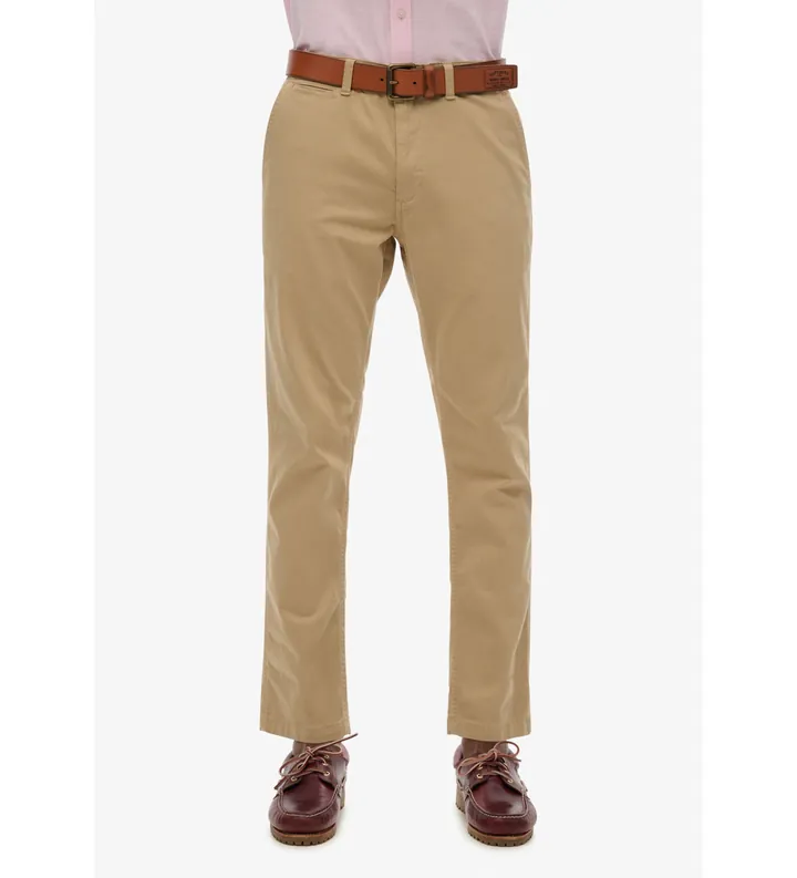 Superdry para hombre. M7011022A Pantalón chino de corte Ajustado marrón (29/32), Casual, Algodón