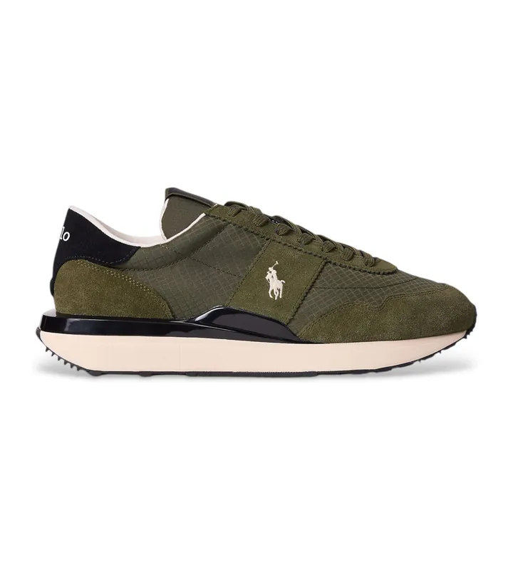 Polo Ralph Lauren para hombre. 809965081001 Zapatillas de piel Train 89 verde (44), Plano, Cordones, Casual