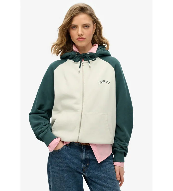 Superdry para mujer. W2012287A Sudadera Essential Logo verde (L), Casual, Algodón