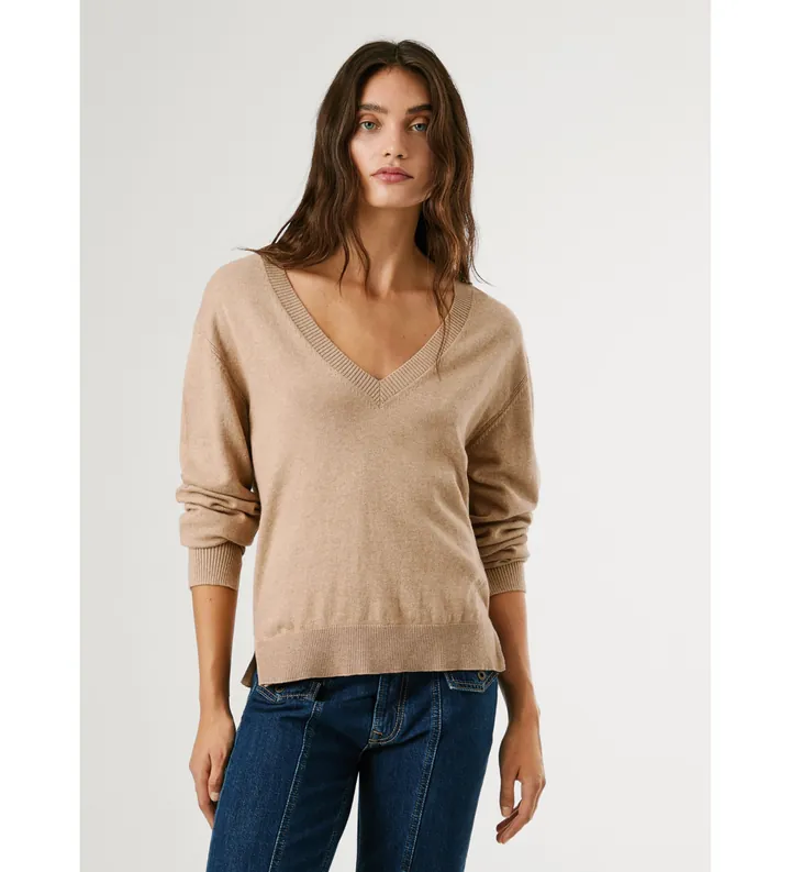 Pepe Jeans para mujer. PL7000091 Jersey Coraline V beige (S), Casual, Algodón