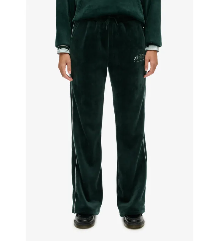 Superdry para mujer. W7011274A Pantalón Country Club Velour Straight verde (L), Casual, Poliéster