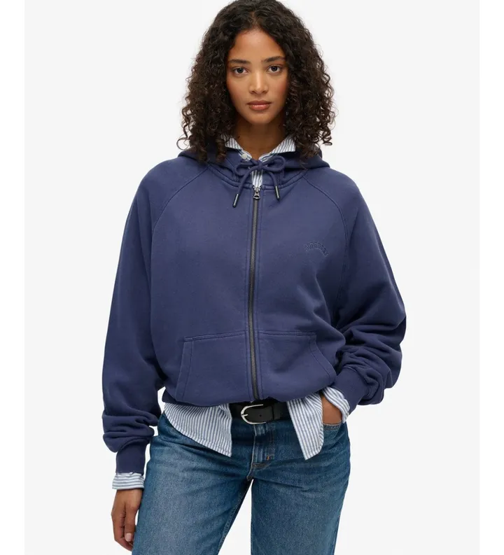 Superdry para mujer. W2012473A Sudadera Essential Logo marino (L), Casual, Algodón