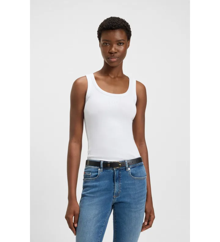 BOSS para mujer. 50504245 Camiseta Ematite blanco (L), Casual, Algodón, Sin mangas / Tirantes